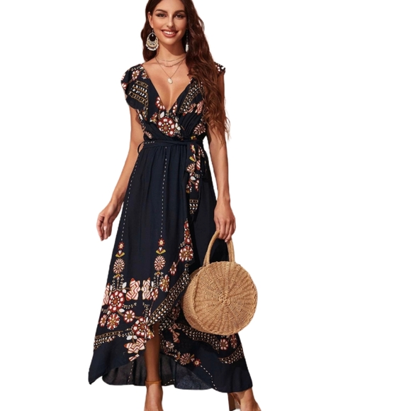 M LEFT!! [NEW] Ruffle Wrap Boho Dress - Picture 6 of 16